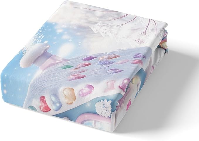 Manfei Christmas Kids Duvet Cover Set Queen Size, Cute Candy Cabin Xmas Bedding Set for Boys Girls Room Decor, New Year Winter Comforter Cover, Soft Polyester Quilt Cover, 2 Pillowcases, No Comforter