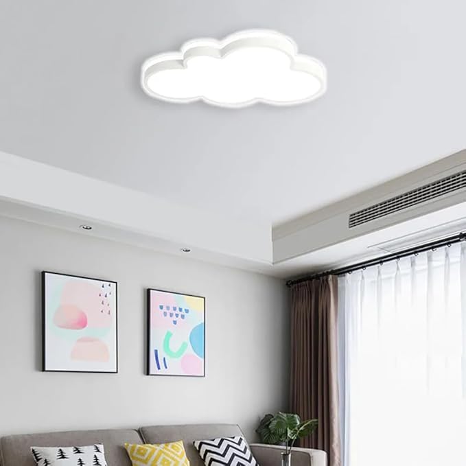 Cloud Shape LED Ceiling Light Fixture,19 Inch Modern Recessed Ceiling Lights,Dimmable Light,White 22W Close to Ceiling Lighting Flush Mount Living Room Bedroom,3000K-6000K