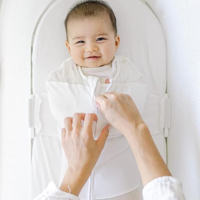 Happiest Baby SNOO Sleep Sack - 100% Organic Cotton Baby Swaddle Blanket - Doctor Designed Promotes Healthy Hip Development (Ivory Planets, Small)