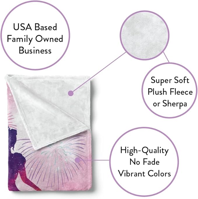 Personalized Princess Blanket for Girls - Ships Next Day, USA Made, Warm, Cozy, Soft Throw for Travel - Pink Room Decor - Plush Fleece or Sherpa Blanket with Custom Name (Sherpa - 50x60)