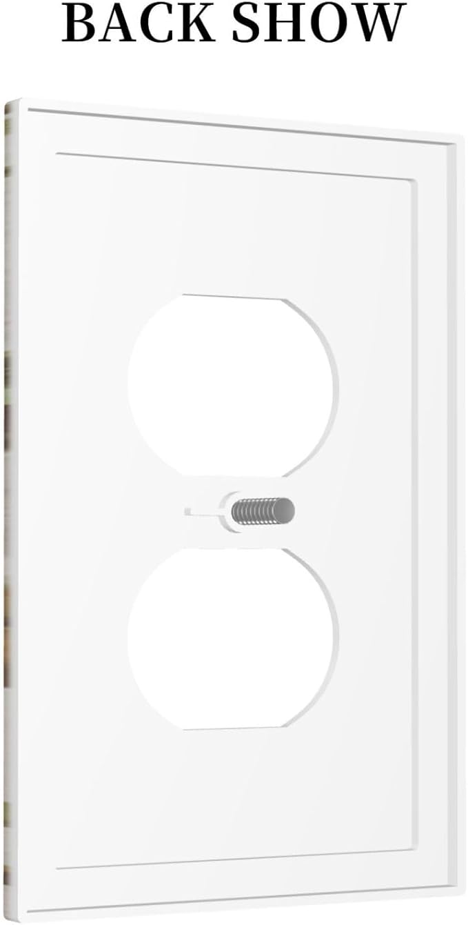 Flowers Bird Tree Retro Spring Floral Branch 1 Gang Duplex Outlet Covers Light Switch Cover Decorative Electrical Switchplate Oriental Chinese Landscape Drawn Faceplate for Bathroom Bedroom Home Decor