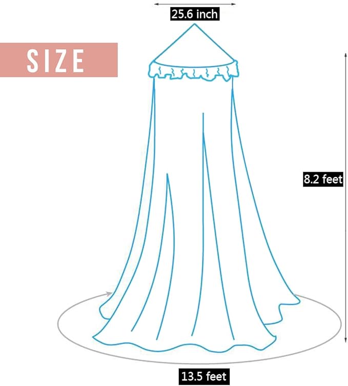 Kertnic Decor Canopy for Kids Bed, Soft Smooth Playing Tent Canopy Girls Room Decoration Princess Castle, Dreamy Mosquito Net Bedding, Children Reading Nook Canopies in Home (Gray)