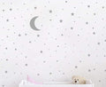 Moon and Stars Wall Decal Vinyl Sticker for Kids Boy Girls Baby Room Decoration Good Night Nursery Wall Decor Home House Bedroom Design YMX16 (Gray)