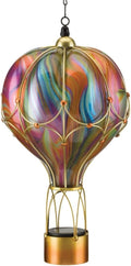 Regal Art & Gift Hot Air Balloon Solar Lantern – Hanging Solar-Powered LED Lights, Waterproof Portable Decorative Outdoor Lamp Made of Metal & Glass for Garden, Patios & Pathway – Orange(Large)