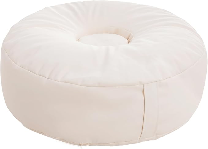 Newborn Photography Beanbag (Unfilled) 32″Donut Style, Travel Size Baby Posing Prop Vegan Leather Posing Pillow Poser Cushion with Handle for Baby Photoshoots, Studio, Home or On-The-Go Use