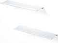 SRIWATANA White Metal Wall Shelves, 2 Set Floating Shelves for Bedroom, Living Room, Bathroom, Kitchen - Matte White