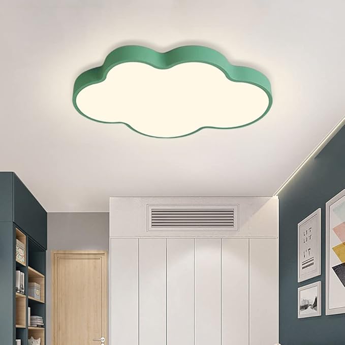 LED Ceiling Light Fixture,27 Inch Modern Cloud Shape Recessed Ceiling Lights,Dimmable Light,Green 43W Close to Ceiling Lighting Flush Mount Living Room Bedroom,3000K-6000K