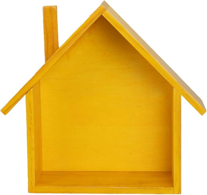 Cabilock Small House Shaped Wooden Wall Shelf 9.64X9.05X3.34 Inch Floating Storage Rack for Bedroom Kids Room Bathroom Home Decor Display Organizer