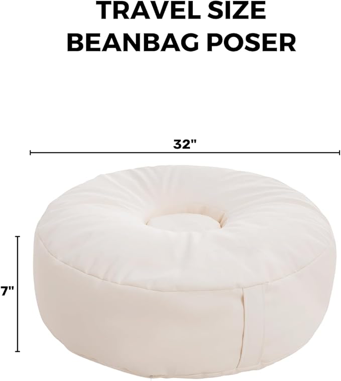 Newborn Photography Beanbag (Unfilled) 32″Donut Style, Travel Size Baby Posing Prop Vegan Leather Posing Pillow Poser Cushion with Handle for Baby Photoshoots, Studio, Home or On-The-Go Use