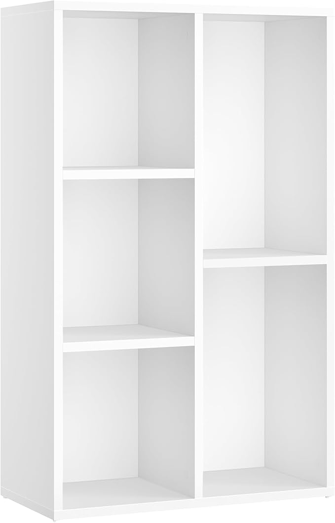 VASAGLE Bookcase, Bookshelf with 5 Compartments, Freestanding Shelves and Cube Organizer, Display Shelf for Small Spaces, for Living Room, Bedroom, and Home Office, Cloud White ULBC25WT