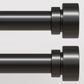 2 Pack Modern Black Curtain Rods Set for Windows 28 to 48 Inches Adjustable Length Heavy Duty 1" Diameter Window Curtain Rod with Decorative Finials for Outdoor Bedroom Kitchen Living Room