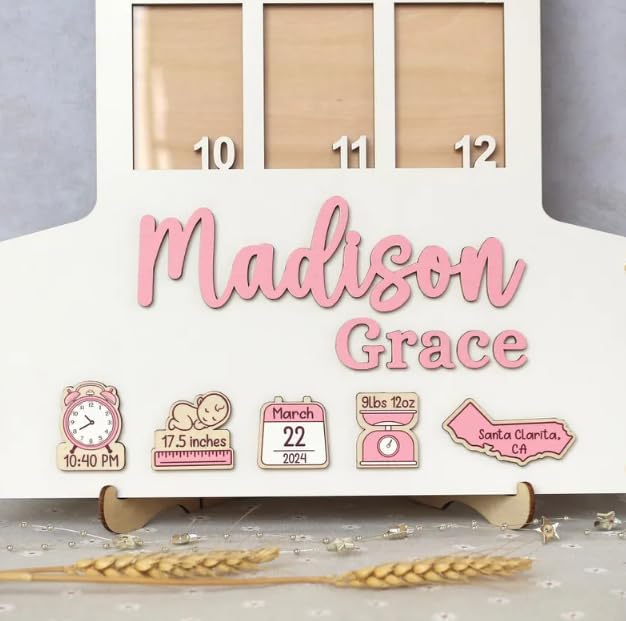 My First Year Photo Frame | Wooden Picture Display, Custom 1 Year Old Birthday Photo Board, Personalized Picture Frame Gift