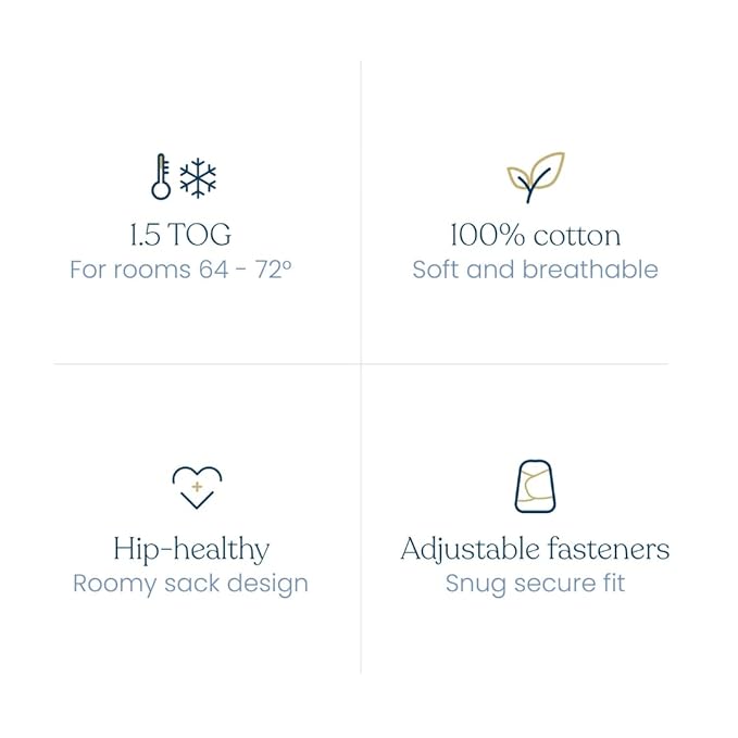 HALO 100% Cotton Sleepsack Swaddle, 3-Way Adjustable Wearable Blanket, TOG 1.5, Natural, Newborn, 0-3 Months