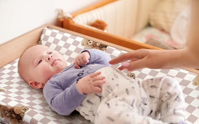 Fitted Baby Neutral Changing Pad Covers Bear and Buffalo Check Plaid Breathable Unisex Baby Sheet Set for Boys or Girls