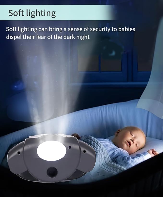 Baby Crib Mobile for Pack and Play,Bassinet Mobile with Music,Rotation,Nursy Lights,Natural Sounds,Timer Function,Starlight Projection,Pack n Play Crib Mobile Toys for Newborn Baby