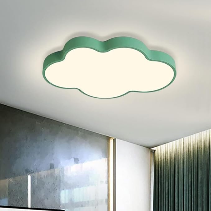 LED Ceiling Light Fixture, 19 Inch Modern Cloud Shape Recessed Ceiling Light, 3000K-6000K Dimmable, 29W Green Close to Ceiling Lighting for Living Room, Bedroom