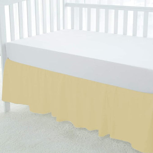 100% Egyptian Cotton, Nursery Crib Toddler (28" x 52" + 16") 800 Thread Count Crib Skirt Dust Ruffle, Bedding Skirts for Baby Boys or Girls, 16" Drop, Ivory Solid
