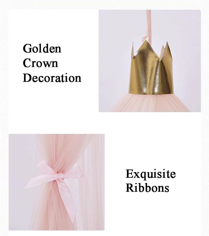 Bed Canopy for Girls, Canopy for Girls Room with Stars Decor, Dreamy Crib Canopy for Girls-Soft, Flowy & Easy to Install-Princess Canopy for Girls Bed, Reading Nook, Crib, Pink