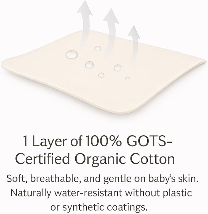 ORGANIC TEXTILES Organic Latex Crib Mattress Topper - 2" Latex for Playard (38"x26") - Breathable GOLS/GOTS Certified – Water-Resistant Organic Cotton Cover – No Polyester, Hypoallergenic, Non-Toxic
