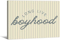 Long Live Boyhood Quote Wall Art Preppy Blue Stripe Poster 08x10 inch Framed Modern Fashion Minimalist Canvas Prints for Boy Nursery Bedroom Wall Decor