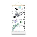 Personalized Growth Chart for Kids, Baby Height Chart with Custom Name, 77"x7.9" Canvas & Beige Wood Height Measuring Rulers for Boys Girls Removable Wall Ruler Hanging for Nursery Decor - Butterfly