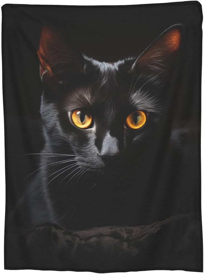 Cute Black Cat Blanket Gifts for Cat Lovers Girls Women Animal Kitten Flannel Throw Blankets for Home Couch Bed Sofa Soft Fuzzy Lightweight Decor Adults All Season 60x50 Inches