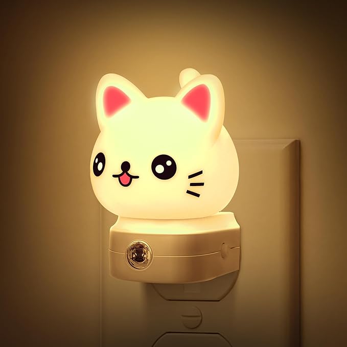 DORESshop Cat Night Lights Plug Into Wall, Cute Night Light for Kids, 8-Color RGB LED Night Light with Dusk to Dawn Sensor, Nightlight for Kids Room, Bathroom, Bedroom Décor, Children Christmas Gift