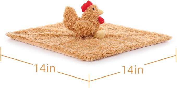 Apricot Lamb Rooster Soft Loveys for Babies, Security Blanket for Baby Boy and Girl, 14x14 Inches for Infant and Toddlers