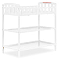 Dream On Me Emily Changing Table, Compact and Portable, Solid New Zealand Pinewood, Safety Rails, Two Storage Shelves, Includes Water-Resistant 1" Changing Pad — White