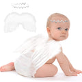 White Angel Wings With Leaf Headband For Newborn Infant Photography Props Soft Feather Wings For Kids Photo Outfits Baby Girls Costume(Color A, One Size)