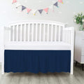 100% Egyptian Cotton, Nursery Crib Toddler (24" x 38" + 10") 800 Thread Count Crib Skirt Dust Ruffle, Bedding Skirts for Baby Boys or Girls, 10" Drop, Navy Blue Solid