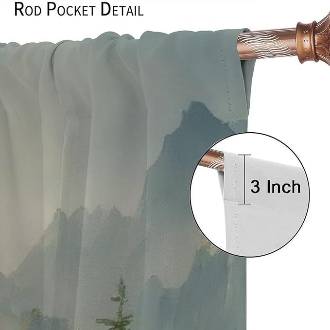 Landscape Theme Waterfall Blackout Curtains, Waterfall Mountains Jungle Printed Natural Scenery Window Drapes, for Bedroom Living Room 42" W X 45" L