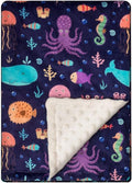 Soft Plush Minky Blanket for Boys & Girls - Double Layer with Dotted Backing, Toddler to Newborn, Shower Gifts (Navy Whale, 30 X 40 inches)