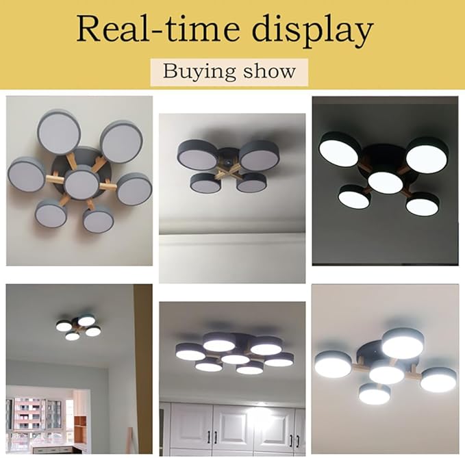 LED Flush Mount Ceiling Light Fixture with 3000K/4000K/6000K Temperatures Selectable,24Inch 44W Chandelier Modern Wood Ceiling Lamp for Bedroom Kitchen, 4-Lights Indoor Lighting White Pendant Light