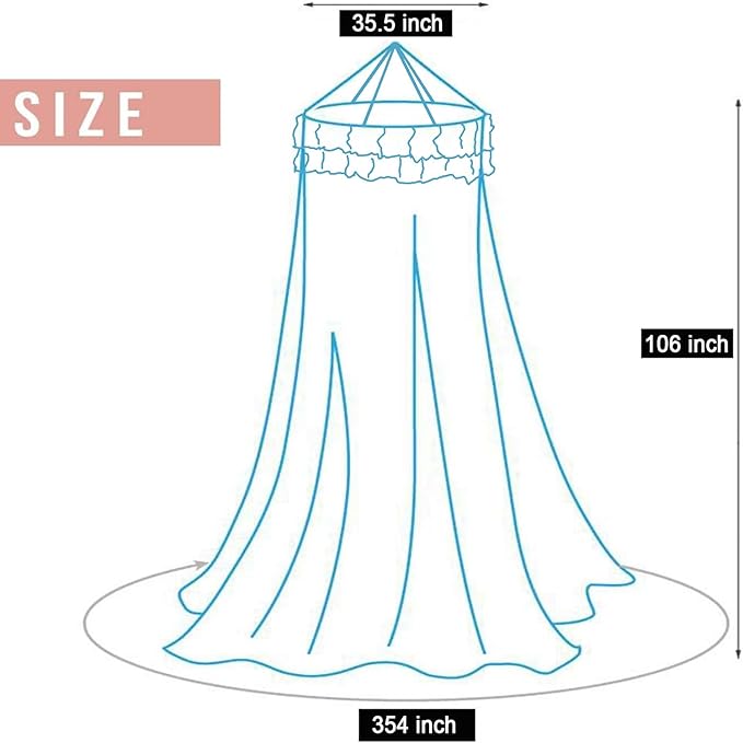 Kertnic Mosquito Net Bed Canopy for Girls, Princess Canopy Bed Curtain Fine Sheer Mesh Dome Bed Canopies, Kids & Adults Lace Tent for Twin Full Queen King Bed (Light Purple)