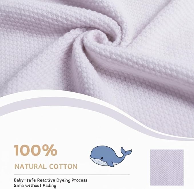 Cotton Baby Blanket with Ruffle Edge Soft Breathable Newborn Blanket for Boys & Girls, Lightweight Knit Throw for Crib, Stroller & Nursery Multiple Colors Available Lilac 30x40