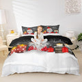 Kids Grey Christmas Bedding Set Toddler Size Xmas Dwarf Duvet Cover for Boys Girls Teens Bedroom Decor Snowflake Comforter Cover Breathable Soft Microfiber Women Men Holiday With 1 Pillow Case