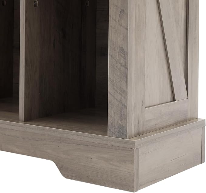 8 Cube Storage Organizer, 2 Tier Book Shelf with Led Lights, Farmhouse Book Shelves for Living Room, Horizontal Toy Storage Bookshelf, Wood Display Bookcase Cabinet for Bedroom, Office, Grey