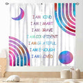 Rainbow Curtains for Girls Bedroom, Boho Rianbow Quotes Inspirational Motivational Positive Colorful Galaxy Pink Purple Window Drapery for Baby Kids Living Room Nursery Classroom, 52"x84" Inch