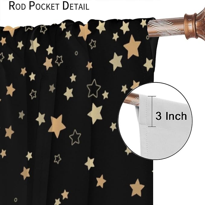 Star Celestial Blackout Curtain, Space Funny Fantasy Galaxy Starry Night Window Curtain for Kids Bedroom Nursery Toddler Room 52" W X 84" L