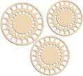 3Pcs Boho Wall Decor, Wooden Modern Circle Wall Art, Neuyral Minimalist Aesthetic Wood Decoration for Nursery Kids Room Living Room Kitchen Bedroom Office (Burlywood)