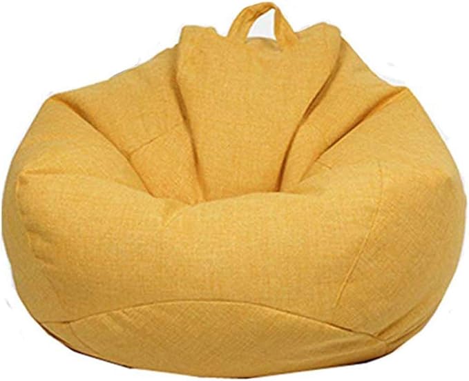 Stuffed Animal Storage Bean Bag Cover (No Filler) Extra Soft Beanbag Seat Chair Covers-Cotton Linen Memory Foam Beanbag Replacement Cover for Adults Children without Filling
