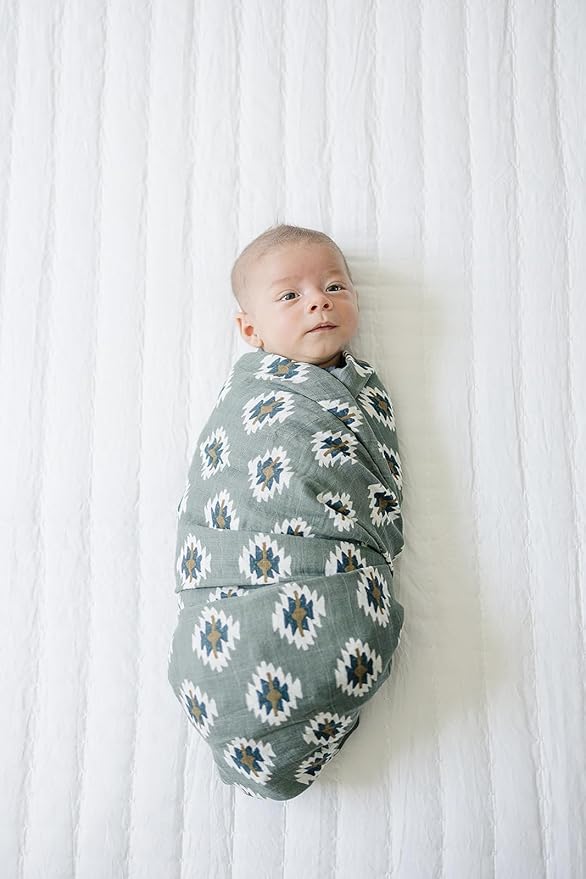 Mebie Baby Southwest Aztec Muslin Swaddle, Modern and Neutral Swaddle Blanket for Baby Girl or Boy, Soft Baby Blankets, 0-3 Month, Comfy Wrap, Baby Essentials & Gifts