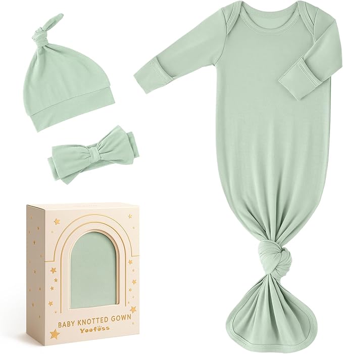 Yoofoss Baby Knotted Gowns 0-3 Months, Newborn Sleepers Hospital Coming Home Outfit for Photograph, Soft Breathable Comfort