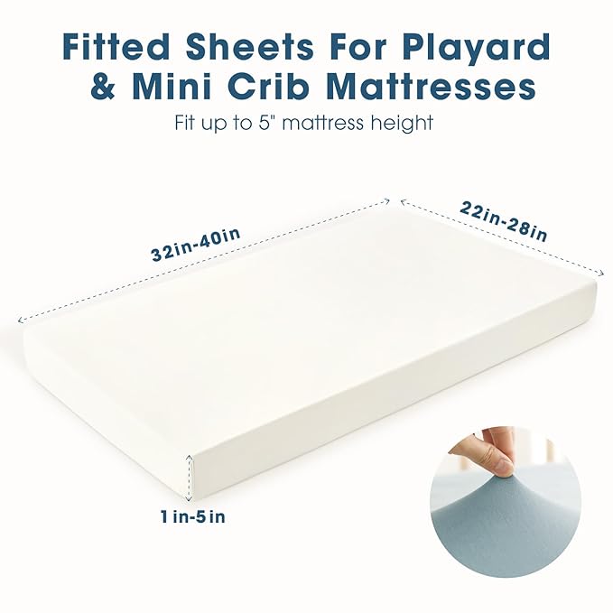 GRSSDER Mini Crib Sheets Fitted, Pack and Play Sheets 3 Pack, Ultra Soft Stretchy Pack N Play Sheets, Universal Fit for Playard Mattress, Jersey Crib Sheets Neutral for Boys and Girls, Blue