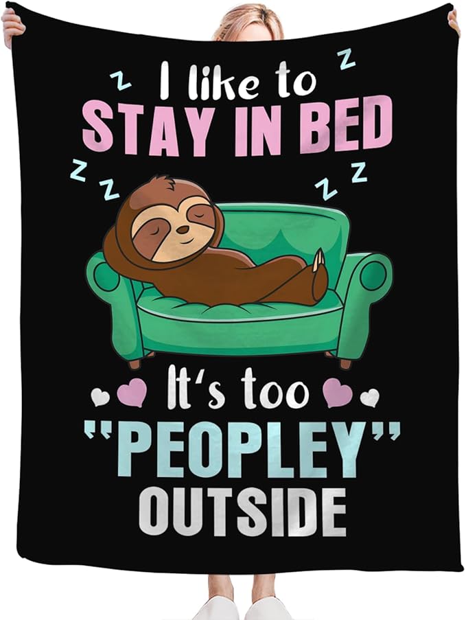 Funny Sloth Throw Blanket Sloth Gifts for Girls Boys Women Men Kids Adults Soft Flannel Fleece Blanket for Couch Sofa Bed Home Decor 40"x50"