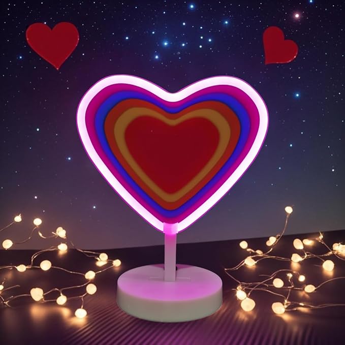 Pink Heart Neon Sign - USB & Battery Powered Button Control Valentine Gift Bedroom Decor Heart Light Up Sign Proposal Decoration Valentine's Day Gift for Her Bedroom Romantic Decor