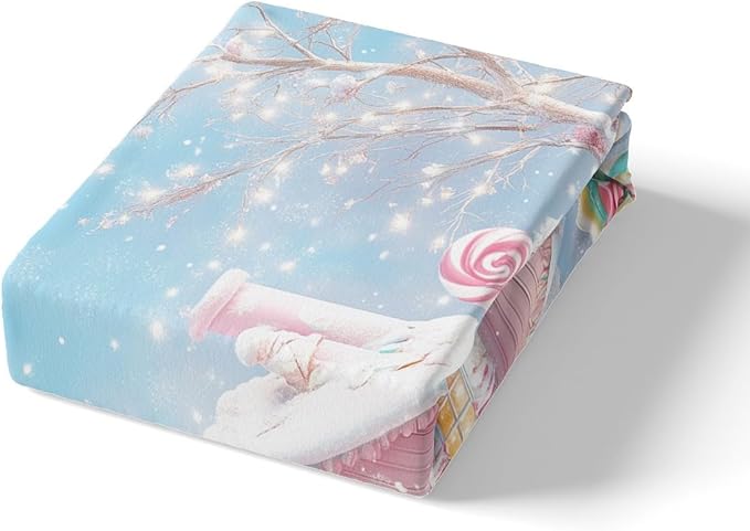 Manfei Christmas Kids Duvet Cover Set Twin Size, Cute Xmas Cabin Trees Bedding Set for Boys Girls Room Decor, New Year Theme Comforter Cover, Lightweight Bedspread Cover, 1 Pillowcase, No Comforter