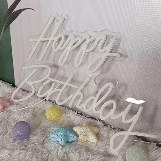 Happy Birthday Neon Sign for Wall Decor Neon Sign for Backdrop Light Up Happy Birthday LED Neon Signs for All Birthday Party Teen Bedroom Reunion Decoration Gifts USB 21.7x13.8 Inch (warm white)