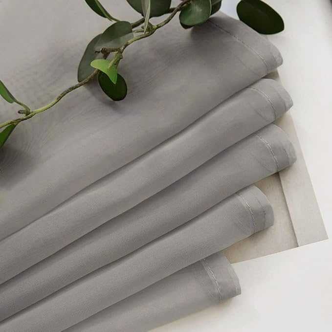 MIULEE 2 Panels Kitchen Tiers Half Window Sheer Curtains Rod Pocket Voile Drapes for Kitchen Bathroom Small Windows 29 by 36 Inch Grey